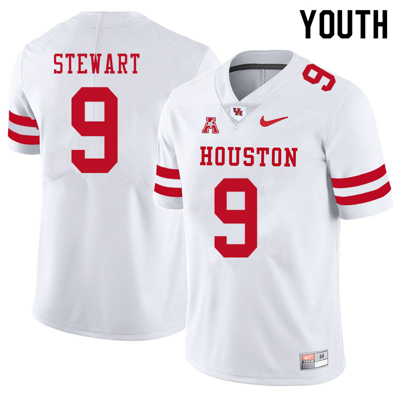 Youth #9 JoVanni Stewart Houston Cougars College Football Jerseys Sale-White - Click Image to Close
